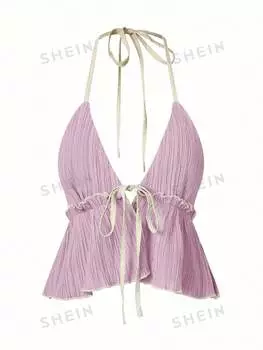 Топ женский Shein Unity с контрастной отделкой, розовый