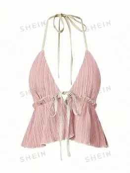 Топ женский Shein Unity с контрастной отделкой, розовый