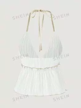 Топ женский Shein Unity с контрастной отделкой, белый