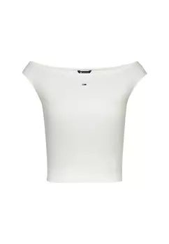 Топ женский Tommy Jeans хлопковый с открытыми плечами, белый