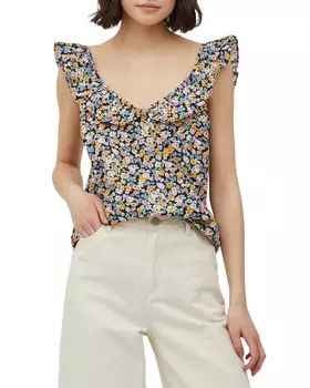 Топ женский VILA с оборками с цветочным принтом, мультиколор
