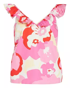 Топ женский VILA с оборками с цветочным принтом, розовый