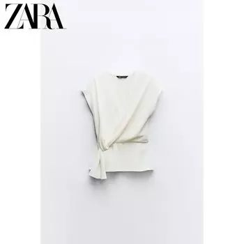 Топ женский Zara с круглым вырезом, белый