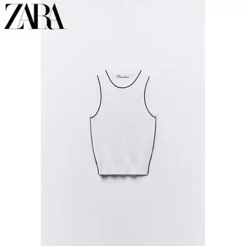 Топ женский Zara с отделкой, белый