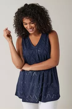 Топ-Жилет Curve с английской вышивкой и вышивкой Evans, синий