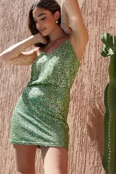Топ-Жилет на бретельках с пайетками и v-образным вырезом для вечеринок Threadbare, зеленый
