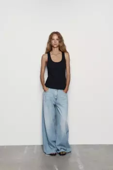 Топ-жилет в рубчик ZARA, черный