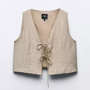 Топ-жилет Zara Textured, серовато-бежевый