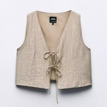 Топ-жилет Zara Textured, серовато-бежевый