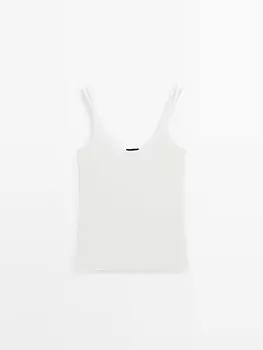 Топ жилета в двойную рубчику Massimo Dutti, бежевый