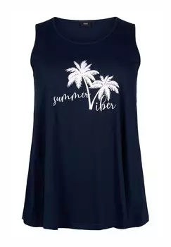 Топ Zizzi, темно-синий, ч/б лето