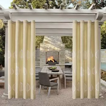 Topchances Пакет из 4 уличных штор с люверсами, водонепроницаемые уличные шторы, садовые затемняющие внутренние уличные шторы для веранды, беседки, беседки, бежевого цвета, 213 x 132 см, бежевый