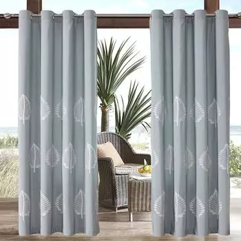 Topchances Пакет из 4 уличных штор с люверсами, водонепроницаемые уличные шторы, садовые затемняющие внутренние уличные шторы для веранды, перголы, беседки, беседки, светло-серые, 238 x 132 см, серый