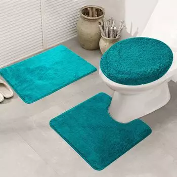 Topchances Занавеска для душа Набор ковриков для ванной комнаты, 3 предмета Коврики для ванной Нескользящий коврик для ванной Ванная комната Кухня Ковер Коврики Декор Ковер (зеленый, 50 x 80 см)