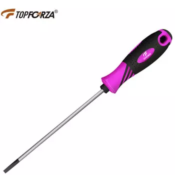 TOPFORZA 2SD-06100S3 Отвертка S2 из легированной стали фиолетового и черного цвета, двухцветная противоскользящая отвертка TPR с сильным магнитом - 3,0x100 мм, 4 дюйма