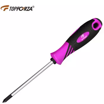 TOPFORZA 2SD-0675P0 крестовая отвертка S2 из легированной стали фиолетового и черного цвета, двухцветная противоскользящая отвертка TPR #0x3,0x75 мм