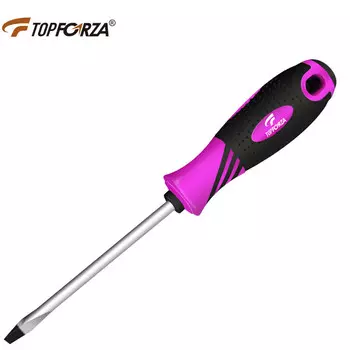 TOPFORZA 2SD-0675S3 Отвертка S2 из легированной стали фиолетового и черного цвета, двухцветная противоскользящая отвертка TPR с сильным магнитом - 3,0x75 мм, 3 дюйма
