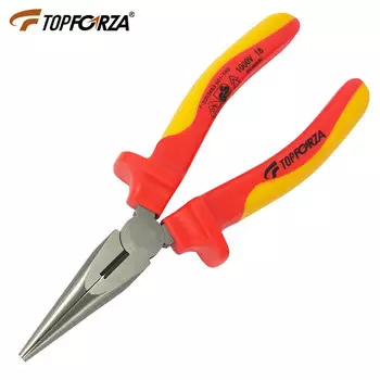 TOPFORZA VDE-EC-894 Изолированные плоскогубцы с острыми концами высокого напряжения VDE1000V Длинногубцы из хромованадиевой стали, 6 дюймов, 170 мм