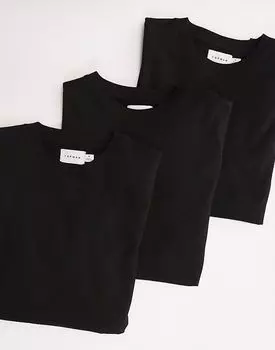 Topman 3 футболки обычного кроя черного цвета