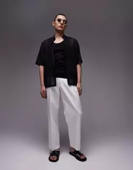 Topman — элегантные широкие брюки из компактного хлопка цвета экрю