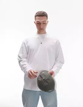 Topman — белая футболка свободного кроя с длинными рукавами в скейтерском стиле
