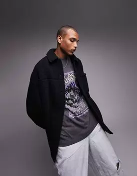 Topman - Черная флисовая куртка Borg