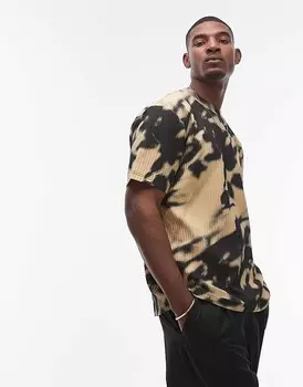 Topman – черная плиссированная футболка оверсайз с размытым цветочным узором