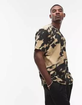 Topman – Черная плиссированная футболка оверсайз с размытым цветочным узором, однотонная