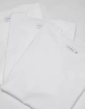 Topman Essential — комплект из 3 белых футболок стандартного кроя