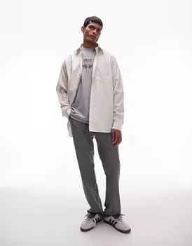 Topman – Футболка Oversize серого меланхоличного цвета с вышитым узором с тюльпанами