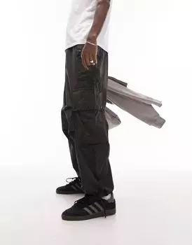 Topman – Графитовые очень широкие армейские брюки с эффектом застиранности