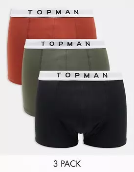 Topman – Комплект из 3 пар боксеров цвета хаки, красного и черного цвета