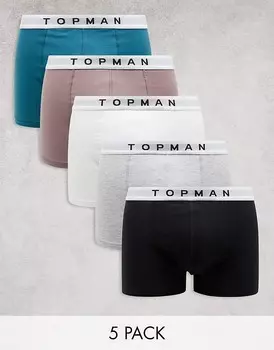 Topman – комплект из 5 пар боксеров белого, серого, фиолетового, черного и бирюзового цветов