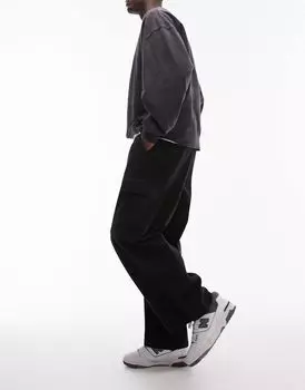 Topman - Очень широкие брюки-карго черного цвета