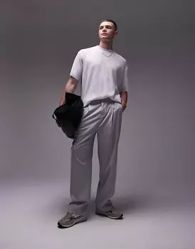 Topman – плиссированная белая футболка оверсайз