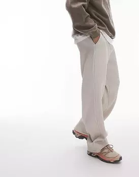 Topman – плиссированные брюки светлого камня широкого кроя