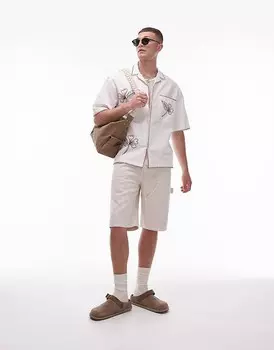 Topman – плотницкие шорты цвета экрю