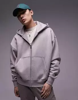 Topman Premium – толстая толстовка свободного кроя светло-коричневого цвета на молнии