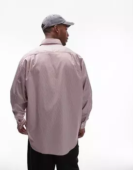 Topman Рубашка оверсайз с длинными рукавами, красная полоска
