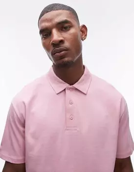 Topman – рубашка-поло свободного кроя размытого розового цвета