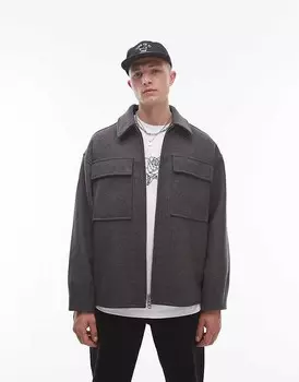 Topman – Серая куртка-рубашка меланжевого цвета