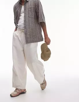 Topman Широкие хлопковые брюки кремового цвета