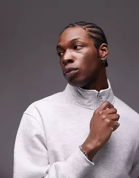 Topman – Светло-серая меланжевая толстовка на молнии