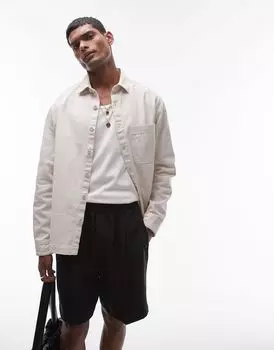 Topman - твиловая куртка-рубашка цвета экрю с длинными рукавами и пуговицами