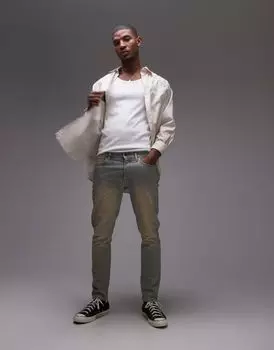 Topman - Узкие крашенные джинсы средней степени стирки