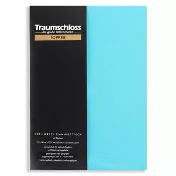 Топпер Dream Castle простыня из благородного джерси 140-160 х 200-220 см бирюзовый 165 г/м, 95 % чесаный хлопок Мако, 5 % эластан Traumschloss