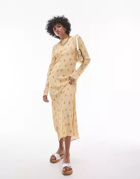 Topshop3 это платье макси с глубоким вырезом и длинным рукавом