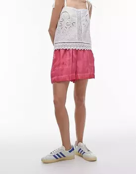 Topshop 3 Красные атласные шорты удлиненного кроя, часть комплекта