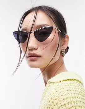 Topshop – Aster – Серебристые солнцезащитные очки с наклонным козырьком