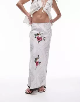 Topshop – Атласная юбка миди асимметричного кроя с цветочным принтом в стиле скатерти